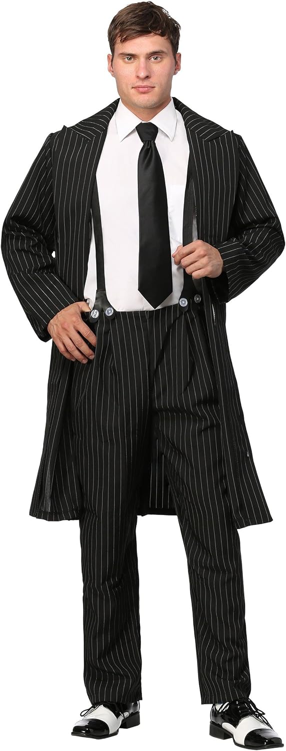 Adult Zoot Suit Gangster Costume Pin Stripe Zoot Suit Outfit for Men
