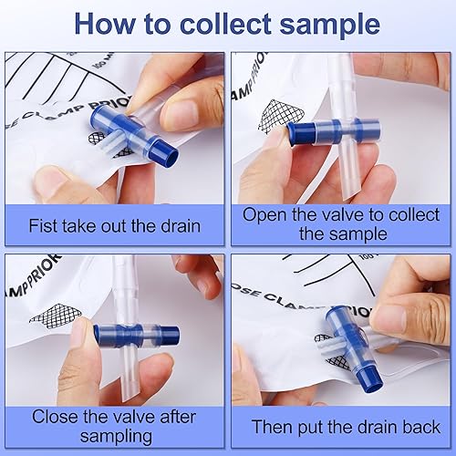 Miniatura 8 de Bolsa de drenaje urinario de 67.6 fl oz, bolsas de catéter con clips ajustables, cámara antirreflujo y tubo de 48 pulgadas, gancho colgante para uso