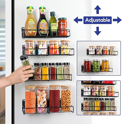 Miniatura 2 de Estante magnético para especias para refrigerador, 4 unidades, organizador de especias con imanes extra fuertes para neveramicroondas (2 unidades)