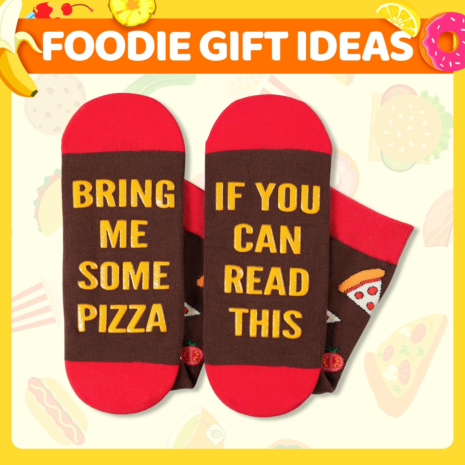 HAPPYPOP Funny Food Socks Men - Women Hot Dog Ramen Taco Gifts, Pizza Socks for Teens