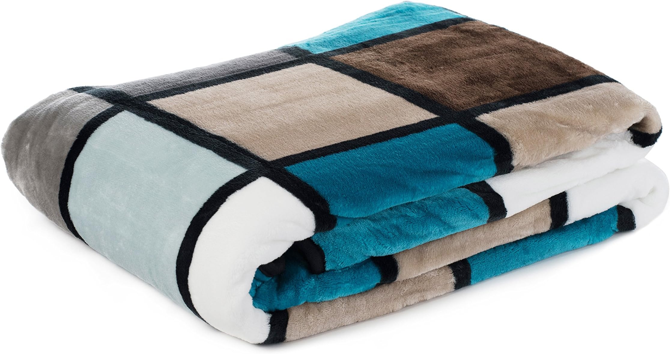 Soft Blanket, Cashmere Feel, High Fabric Weight 500 g/m², Antigua, 150 x 200 cm - Aqua/Taupe/Petrol