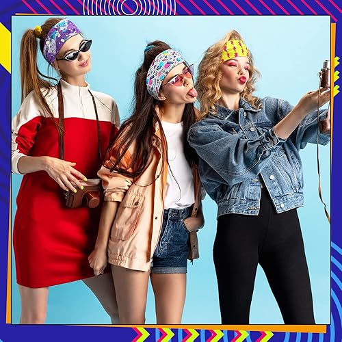 Miniatura 7 de 20 diademas de neón de los años 80 y 90 para mujer, diademas de entrenamiento retro vintage, accesorios de fitness, bandas deportivas