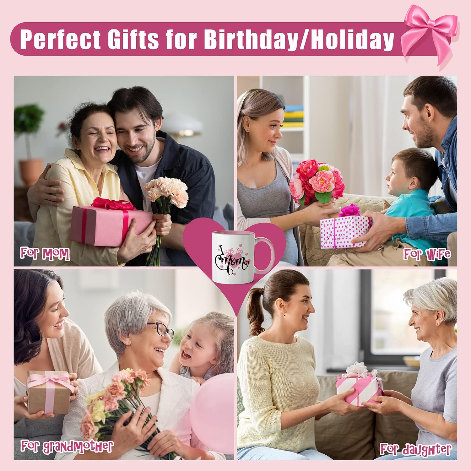 Zenply Great Mothers Day Gifts for mother from Daughter Son, Mom Coffee Mug, 11 oz, Letter Printed Novelty Coffee Mugs Birthday Gifts for mother, Mother's Day for Mom - Image 6