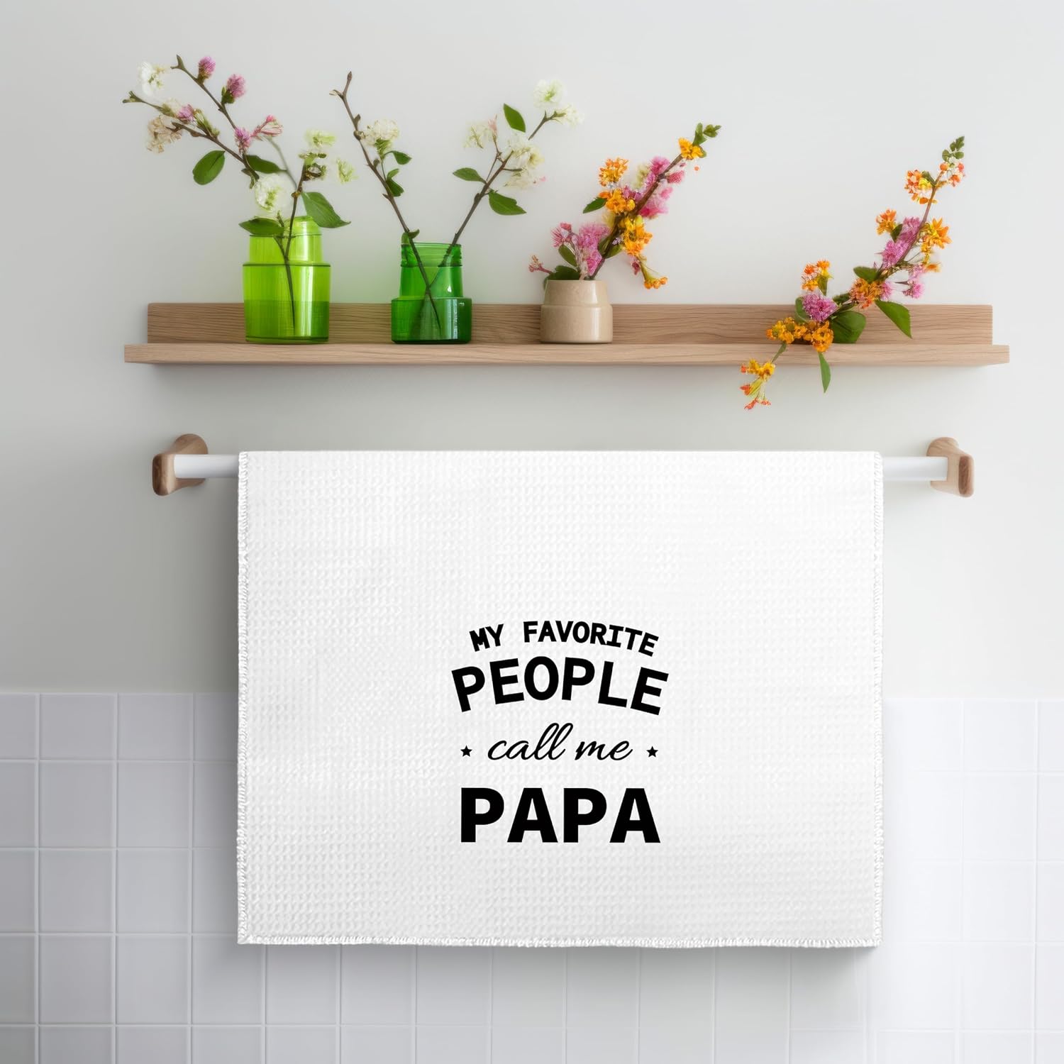 Papa Grandpa Gifts Kitchen Towels, My Favorite People Call Me Papa Dish Tea Towels, Grandpa Gifts from Grandkids Decorative Hand Towel for Bathroom Kitchen, 16x24 Inch image 5