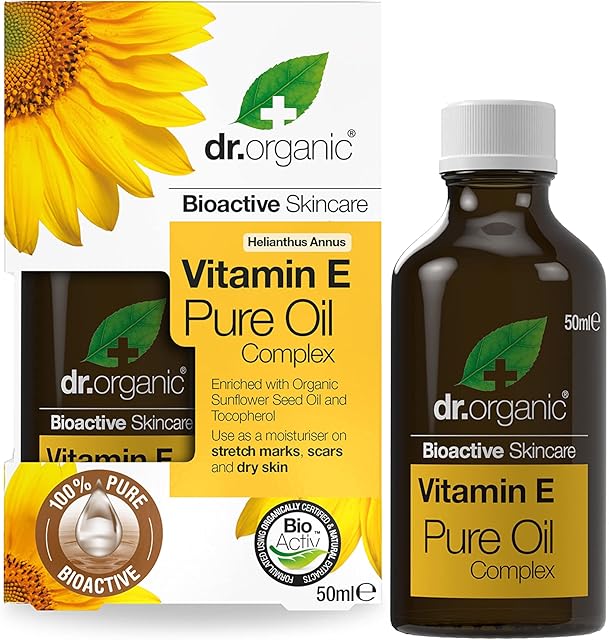 Dr Organic, Organic Vitamin E Pure Oil , Natural , Vegan , Cruelty Free , Paraben & SLS Free , 50 ml (Pack of 1)