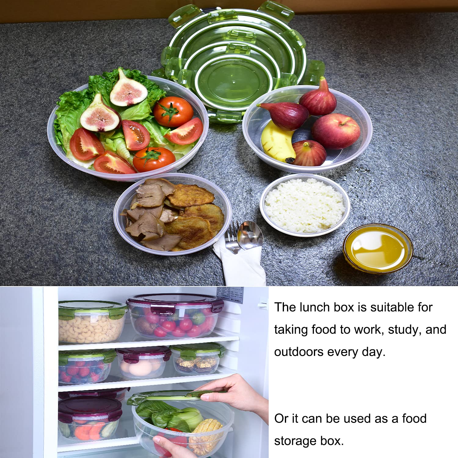 LUNALING Frischhaltedosen. 4 teiliger versiegelter Lebensmittelbehlter.  Salat/frucht/Brotdose kann in der Mikrowelle erhitzt werden.Oder frisch im  Khlschrank aufbewahren. : Amazon.de: Kche, Haushalt & Wohnen