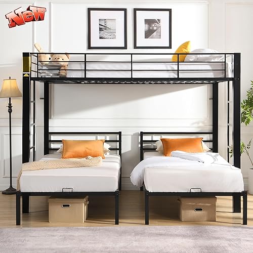 Litera triple de alta calidad literas triples de estilo moderno para adultos con 2 escaleras para niños y adultos 3 literas de metal resistente para