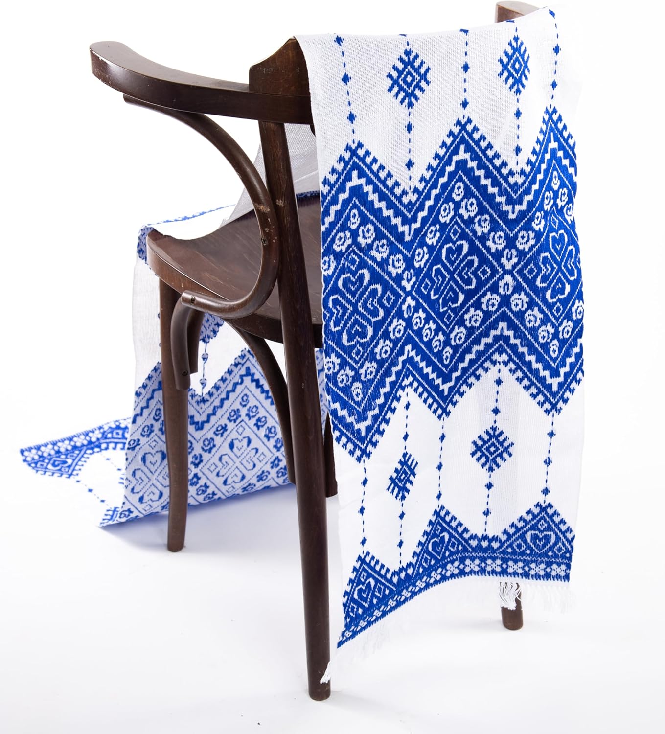 Rushnichok Ukrainian RUSHNYK Hand Embroidered Towel White Blue Wedding Decor 190 x 33 cm