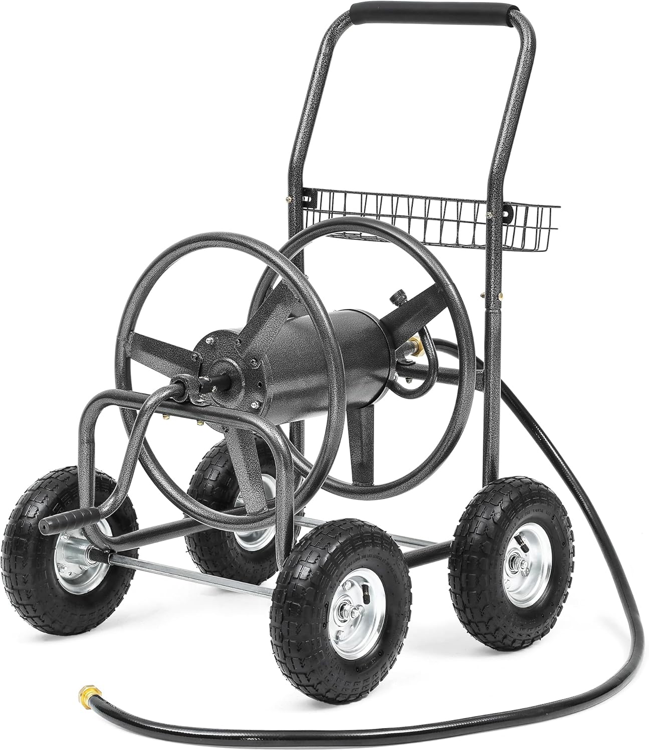 250FT Garden Hose Reel Cart with 10" Pneumatic Tires, Heavy-Duty Steel Frame for Tangle-Free Water Hose Storage, Easy-Rolling Lawn & Yard Hose Holder