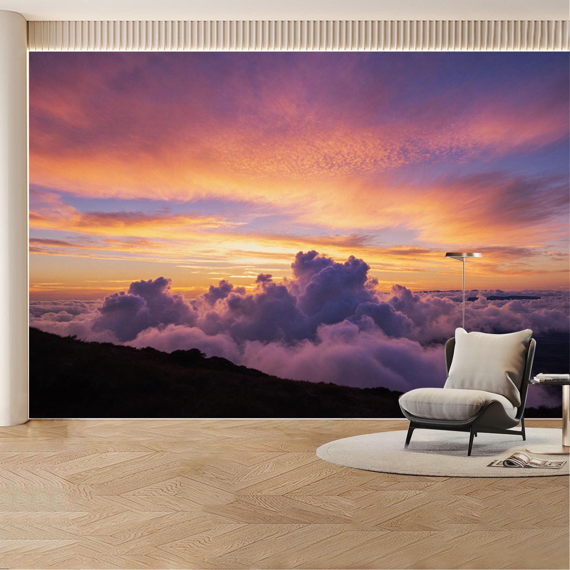 Custom Wall Mural Wallpaper Sunset Clouds Landscape， 3D Effect， Large Wall Art， Nature， Modern， Luxury for Living Room， Bedroom， Office