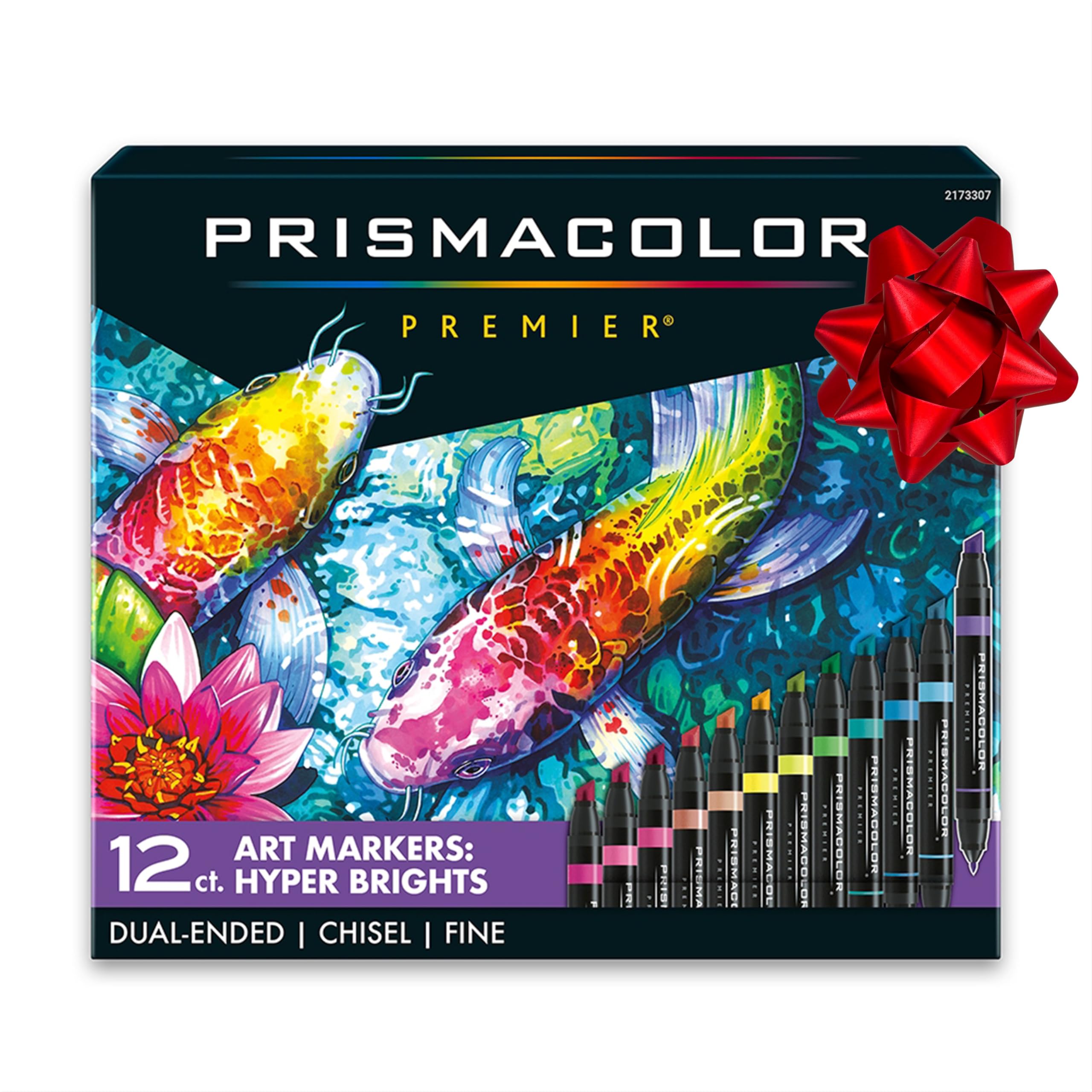 PRISMACOLORPremier Dual-Ended Art Markers, Chisel Tip and Fine Tip, Hyper Bright Colors, Adult Coloring, 12 Count