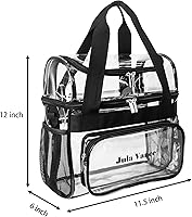 Vista 3 de Bolsa de trabajo transparente aprobada para estadios, bolsa de trabajo transparente de PVC transparente, kit de viaje para maquillaje, bolsa