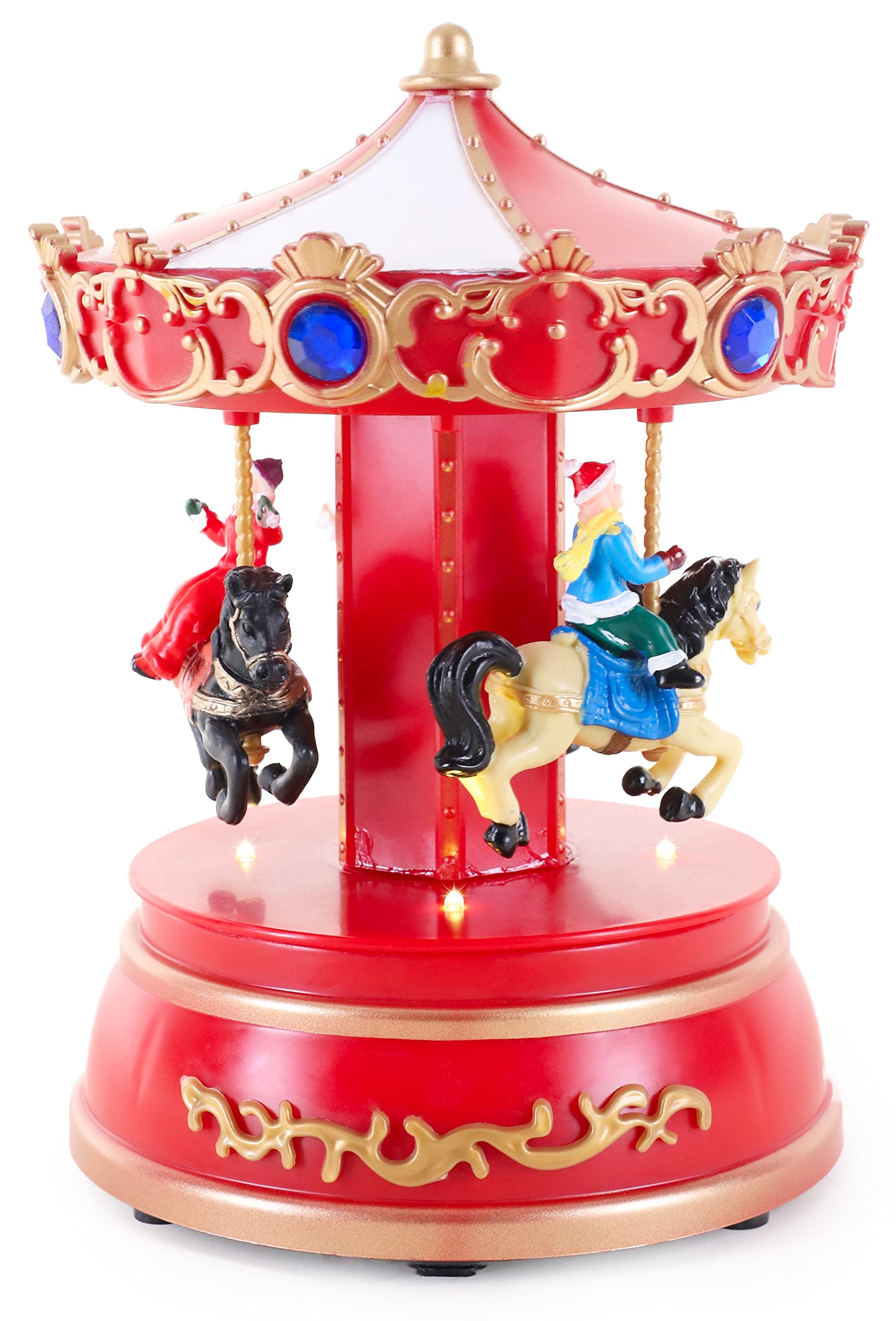 Christmas Concepts® 200mm (8") Animated Christmas Fairground Ride with LED Lights – Battery Operated – Christmas Village (Carousel)