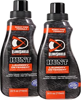 Hunter Safety System ElimiShield Hunt Scent-Free Laundry Detergent, Odor Eliminator for Hunting Gear, Scent Killer for Hunting, & Laundry Detergent for Stains – 24oz Bottle Pack of 2