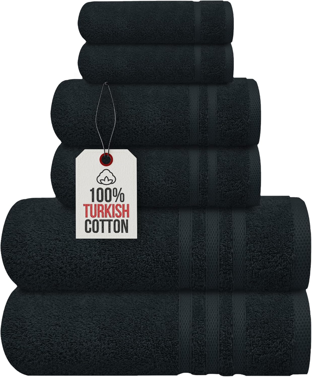Infinitee Xclusives Turkish Cotton 6 Pcs Black Bath Towel