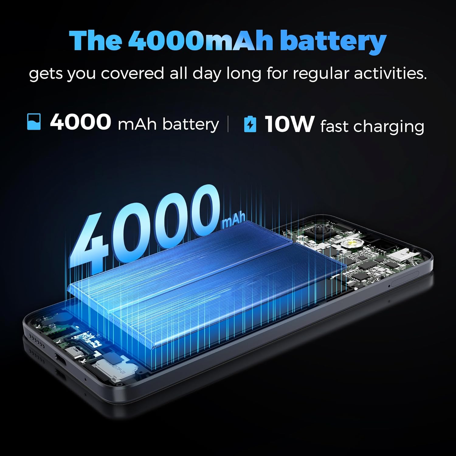 MIRO A67 battery illustration showing 4000mAh capacity