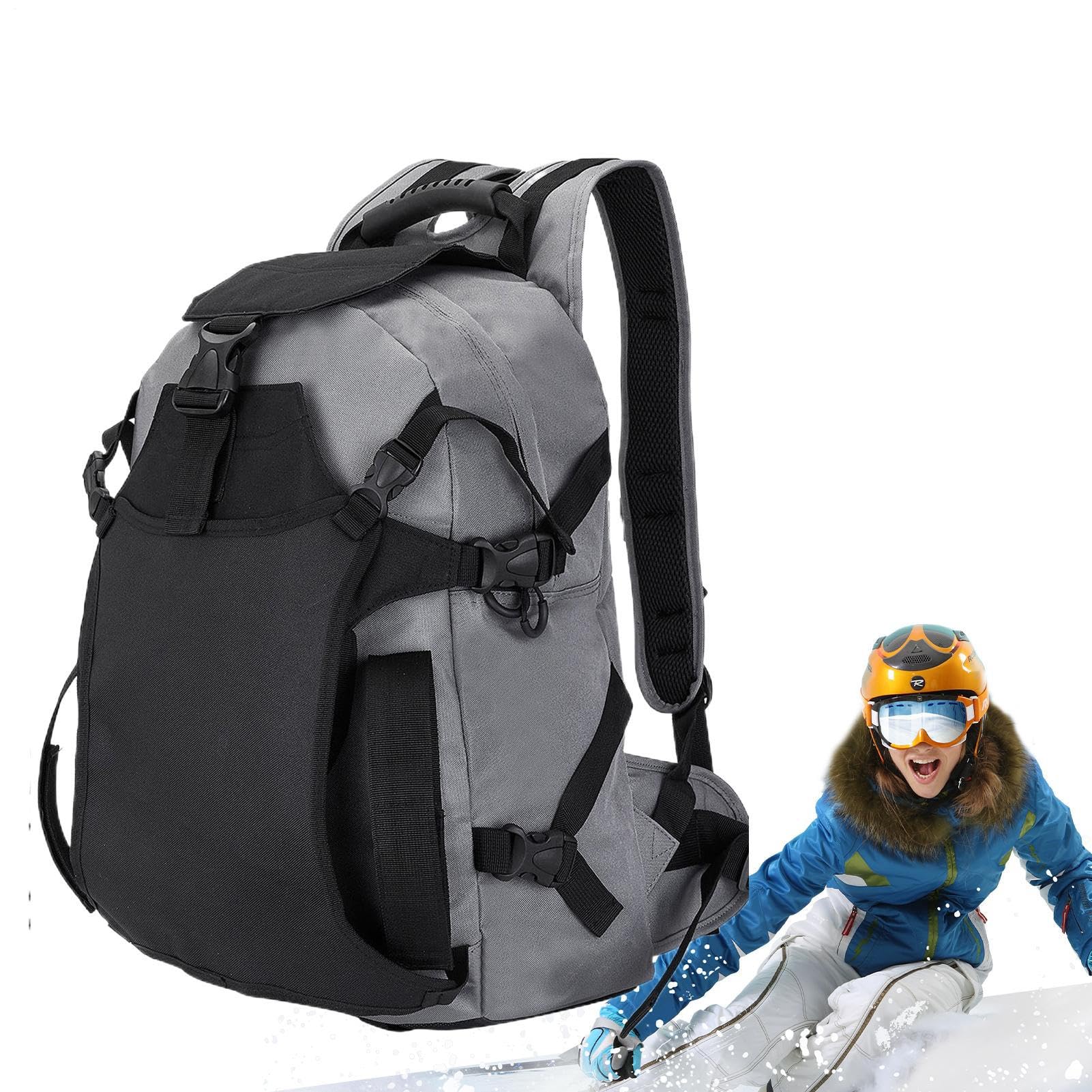 Sac à Dos Ski Sac à Dos Randonnée 30L | Sac De Transport Pour Raquettes Pour Casque Équipement de Protection Vêtements Passionnés Voyageurs Snowboarders Visiteurs