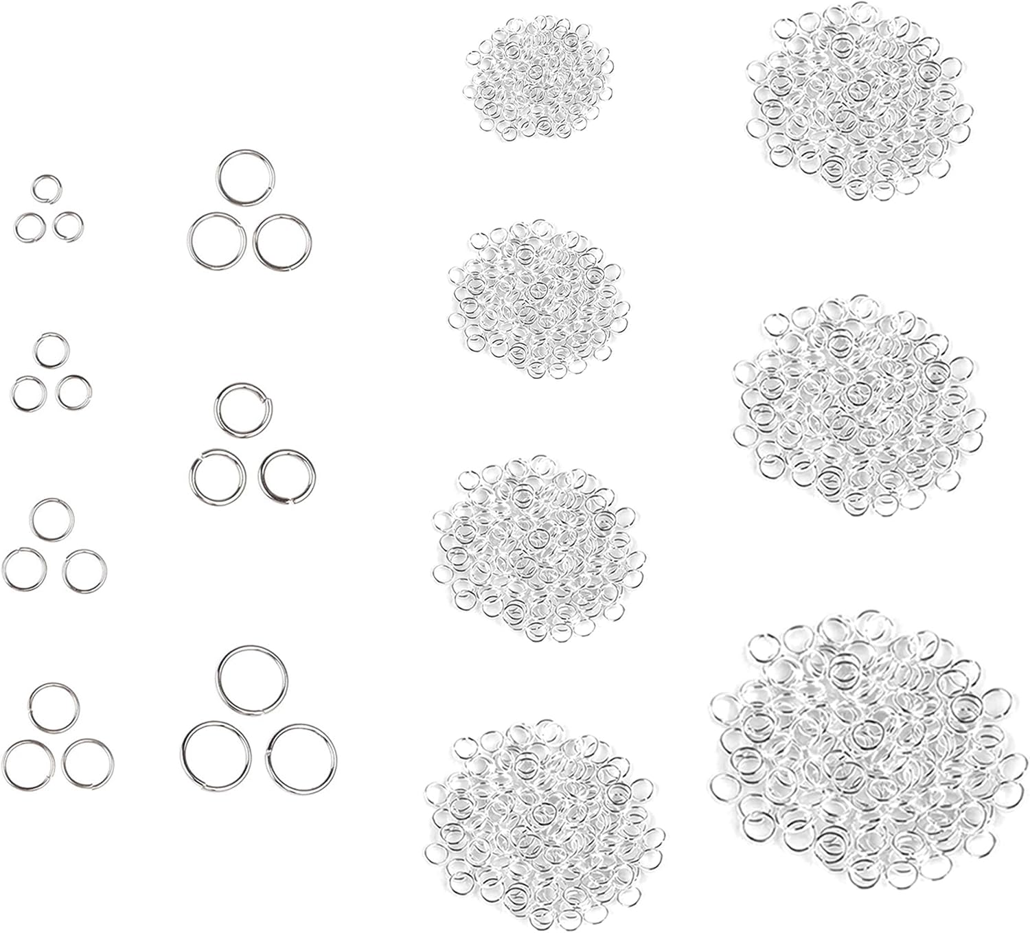 Jump Rings - Silver Color - 1280 Pieces, 6 Sizes - for DIY Jewelry Making/Repair - Create Your Own Home Made Bracelets, Necklaces, Pendants, etc. (Jump Rings)