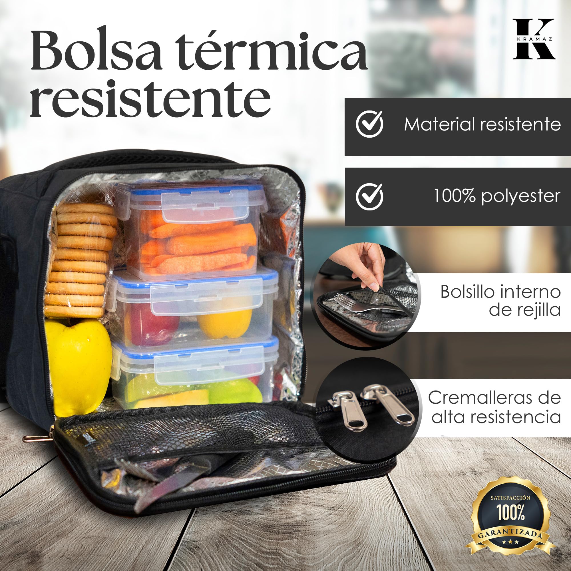 Sac Repas Isotherme 6,5 L PHMING - Pliable, Motif Ours, Double Fermeture éclair - Idéal Bureau, école, Pique-nique