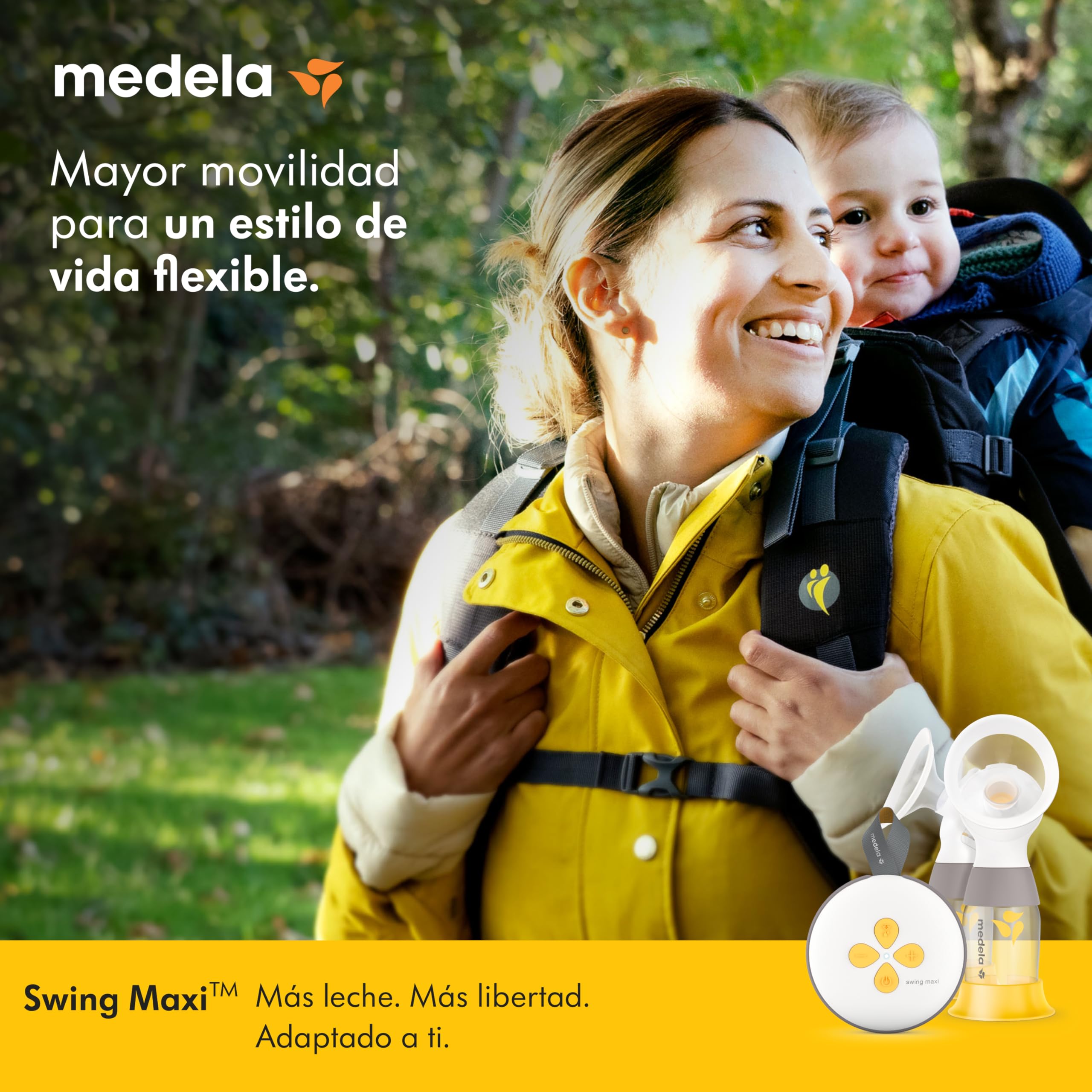 Medela Swing Maxi Extractor de leche eléctrico doble, más leche en menos tiempo, recarga mediante USB, embudos PersonalFit Flex y tecnología 2-Phase Expression