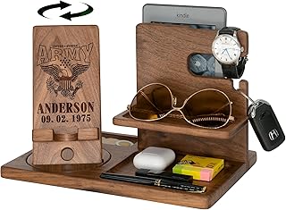 Personalized Gift for Army - Military Docking Station, Nightstand Organizer for Men and Women. Perfect for Him, Her, Dad, Mom, Husband, Boss on Birthday, Anniversary, or Christmas.