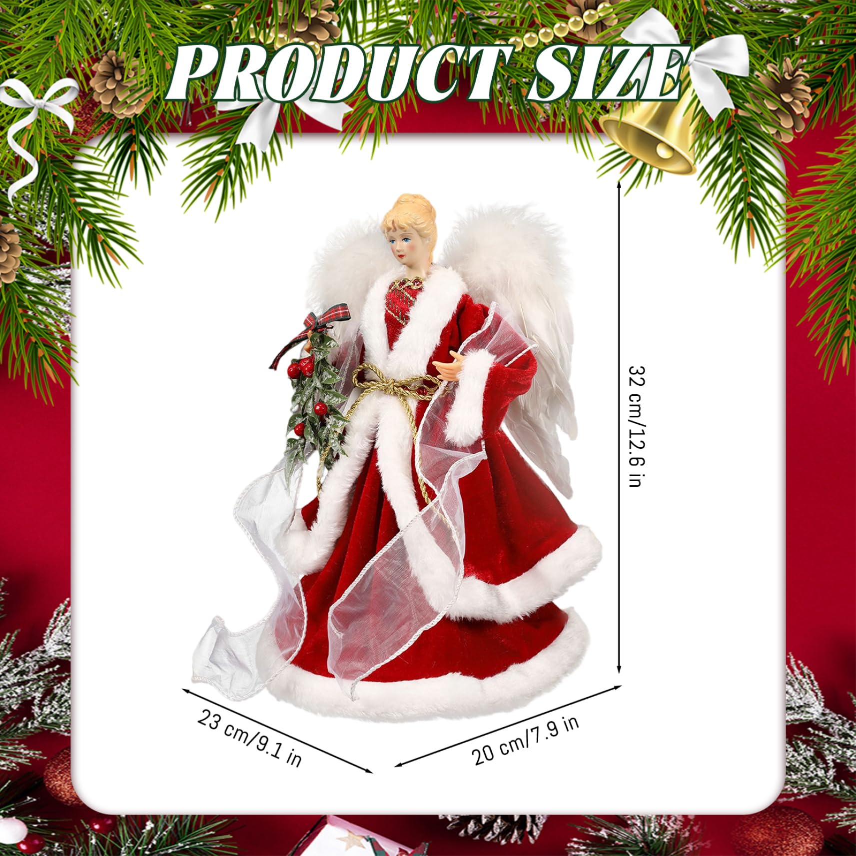 Figuras de ángel de Navidad Rojas de pie de 12, 6 Pulgadas para decoración navideña del hogar, Adornos de Adorno de Invierno