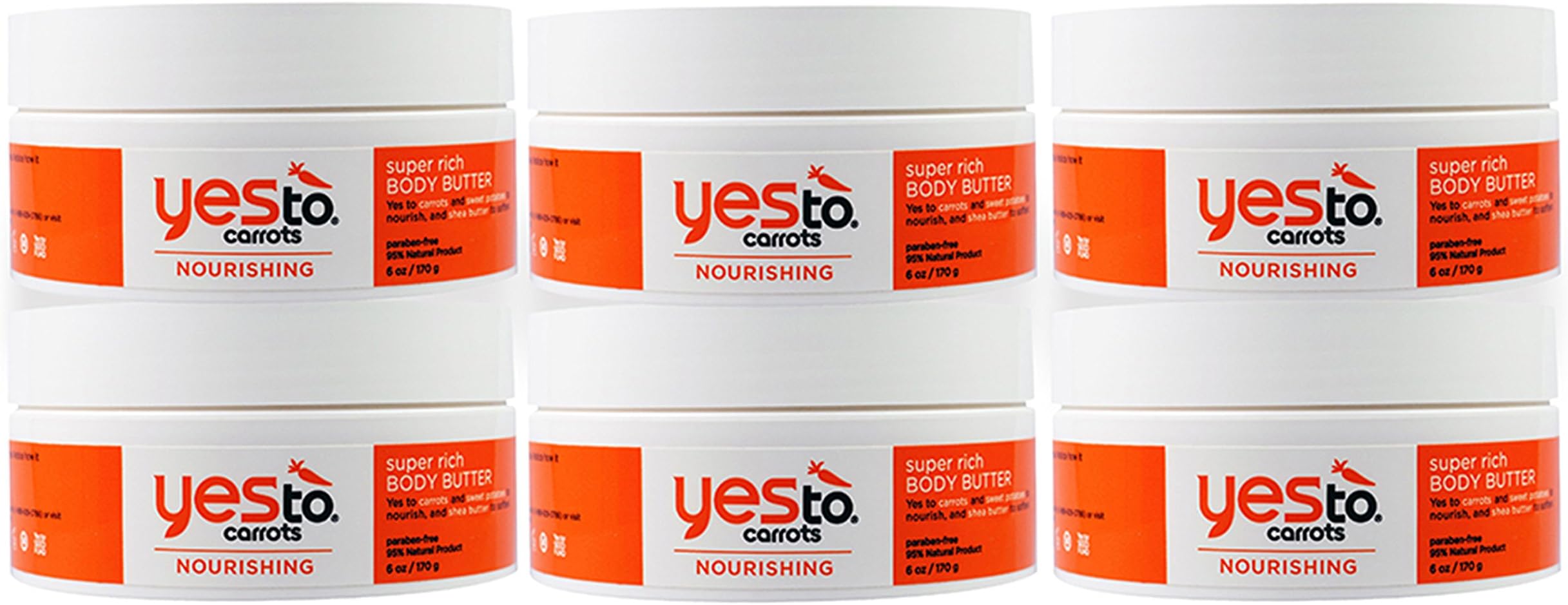 Yes To Carrots Nourishing Super Rich Body Butter, 6 Ounce (Pack of 6)