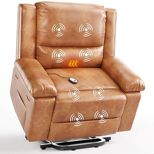 GarveeHome Power Lift Recliner Chair - Heat and Massage, Electric Lift Recliner for Elderly & Mobility Impaired, Adjustable Back and Legs, Heavy Duty Lift Chair for Seniors