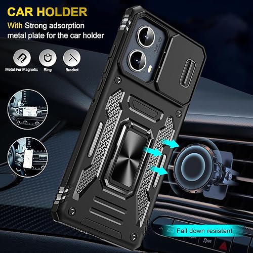 Miniatura 6 de Jeylly Funda y protector de pantalla para Moto Edge 2024 2 unidades, soporte de anillo de dedo de grado militar y cubierta para lente de cámara