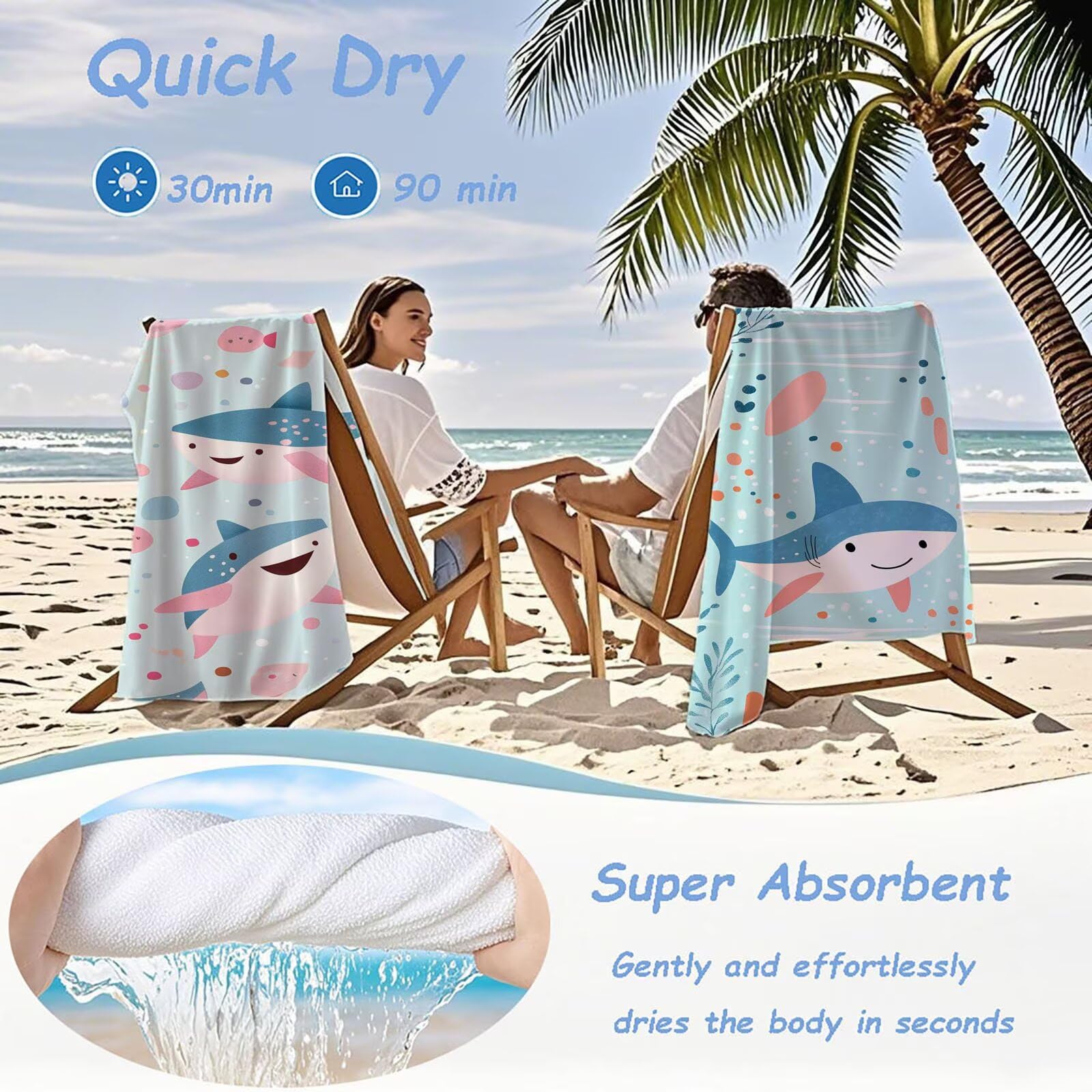 Ręczniki z mikrofibry, delfin, ręcznik plażowy, duży 100 x 180 cm, ręcznik sportowy, szybkoschnący, chłonny, ręcznik plażowy, mata plażowa, koc piknikowy na podróż, kemping, wakacje, M-744