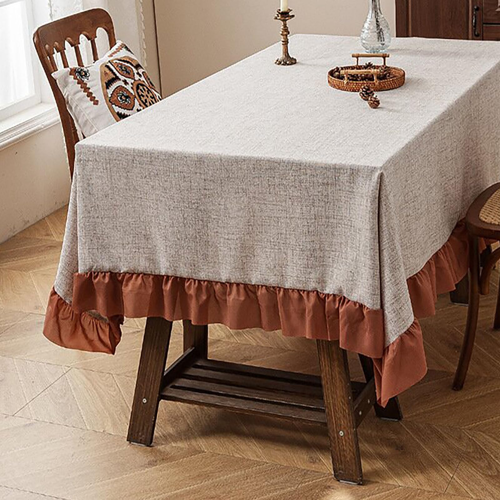 Nappe rectangulaire Coton et Lin pour Salle à Manger la Maison Le Restaurant Le Banquet 140 x 200 cm