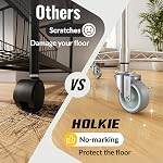 HOLKIE Caster Wheels 3 inch Locking Stem Casters, 3/8" -16 x 1-1/2" (Stem Diameter 3/8", Stem Length 1-1/2") Threaded Stem Casters Swivel Casters Set of 4 Heavy Duty Castors, Gray Caster for Furniture