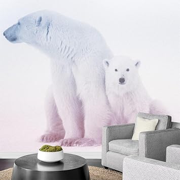 Polar Bear Wallpaper Wall Decals, Snow Wall Stickers Murals Removable Wall Murals Peel and Stick Wall Decor for Girls Bedroom Living Room Nursery,59" W x 40" H