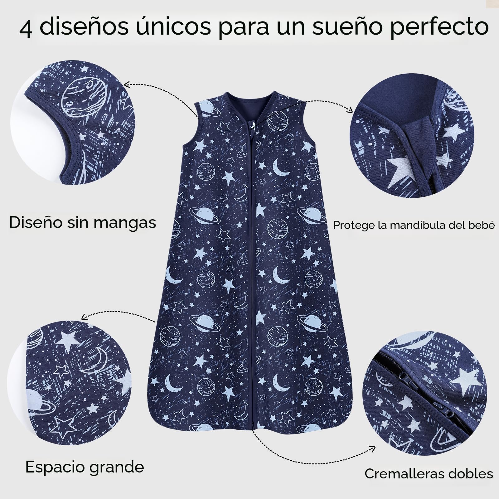 Unnivoll Baby Sleeping Bag 0.5 Tog 0-24 Months Sleep Sack 100% Cotton Baby Sleep Bag Wearable Blanket for Newborn Infant