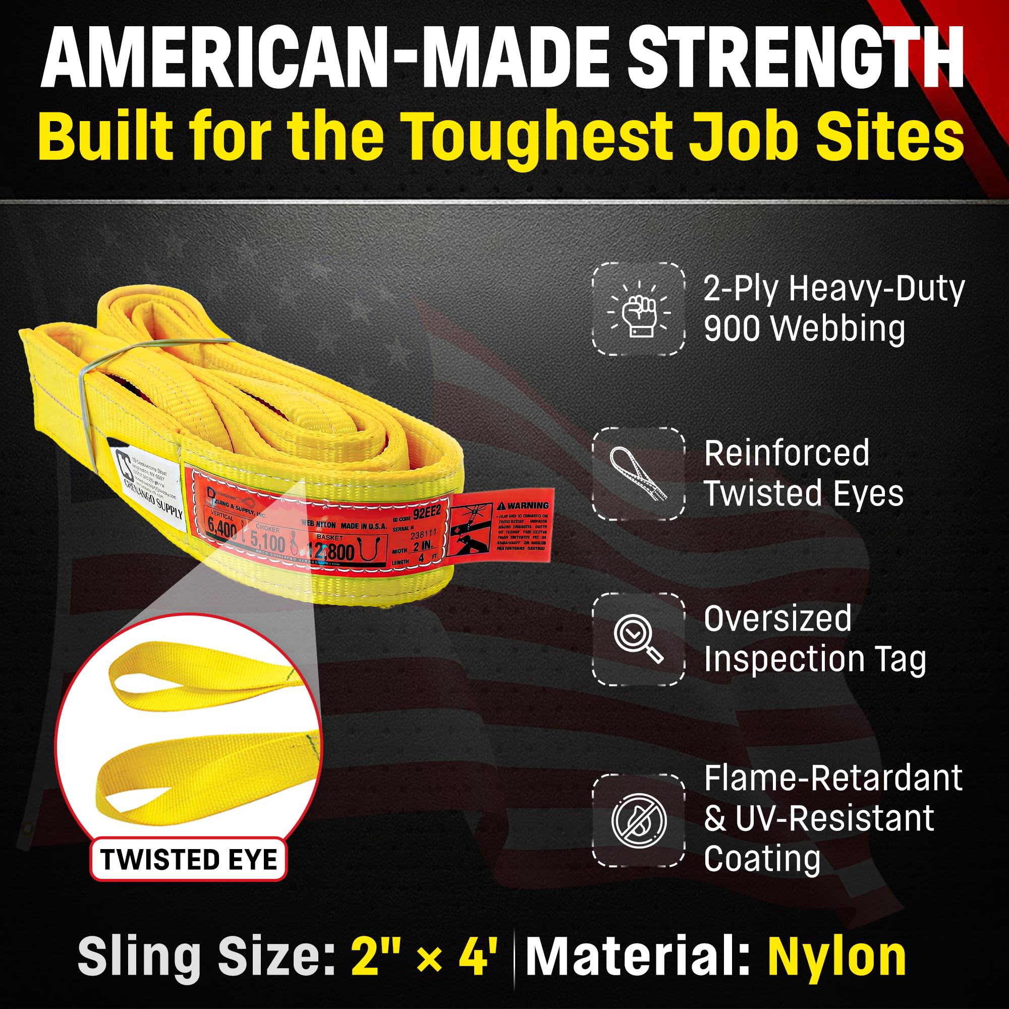 Heavy Duty Lifting Sling - 6400 lb Capacity -2