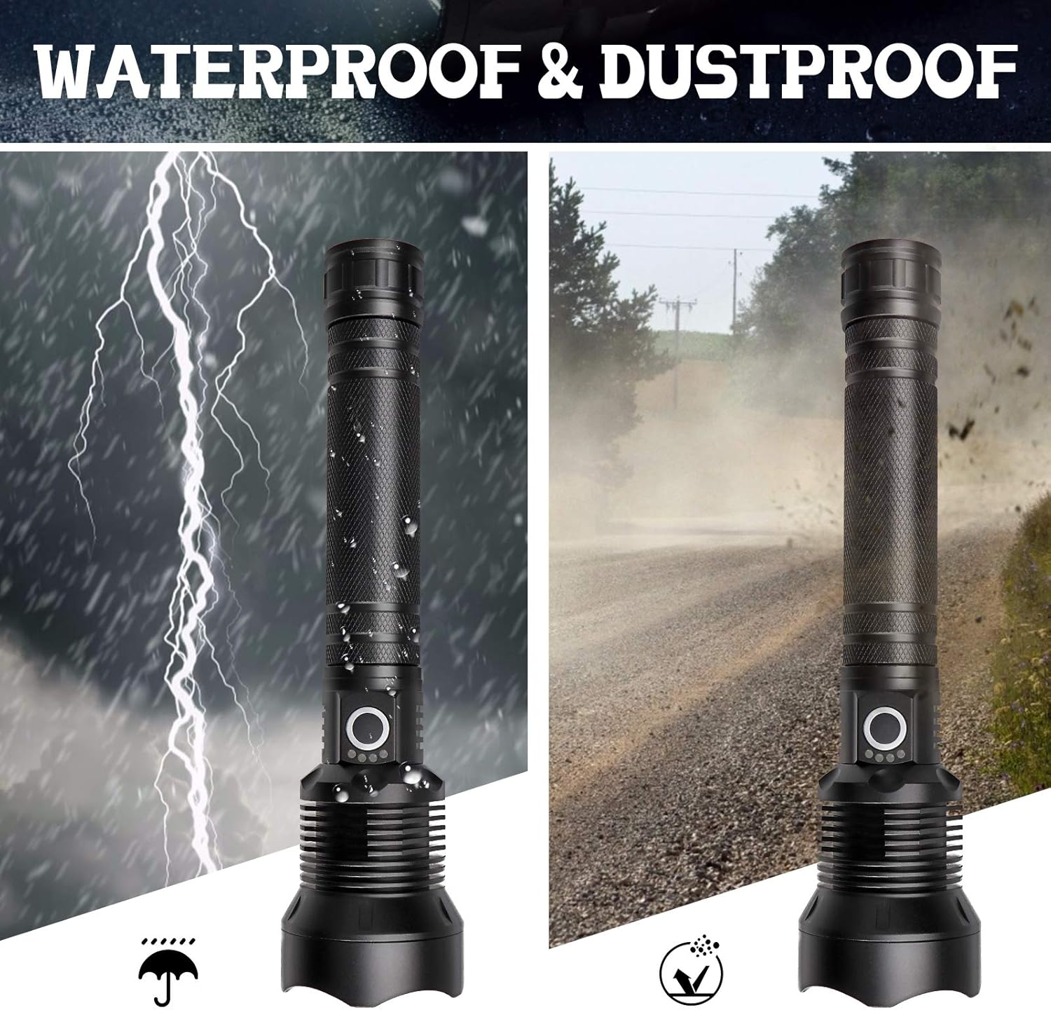 JESTOP Rechargeable Flashlight Tactical Zoomable Photo