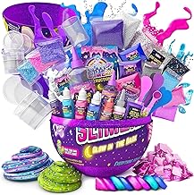 GirlZone Gifts for Girls Slime Kit Galaxy Egg Surprise for Kids with Glow in The Dark Moons, Slime Glitter for Slime Crunchy - Galactic Slime Factory