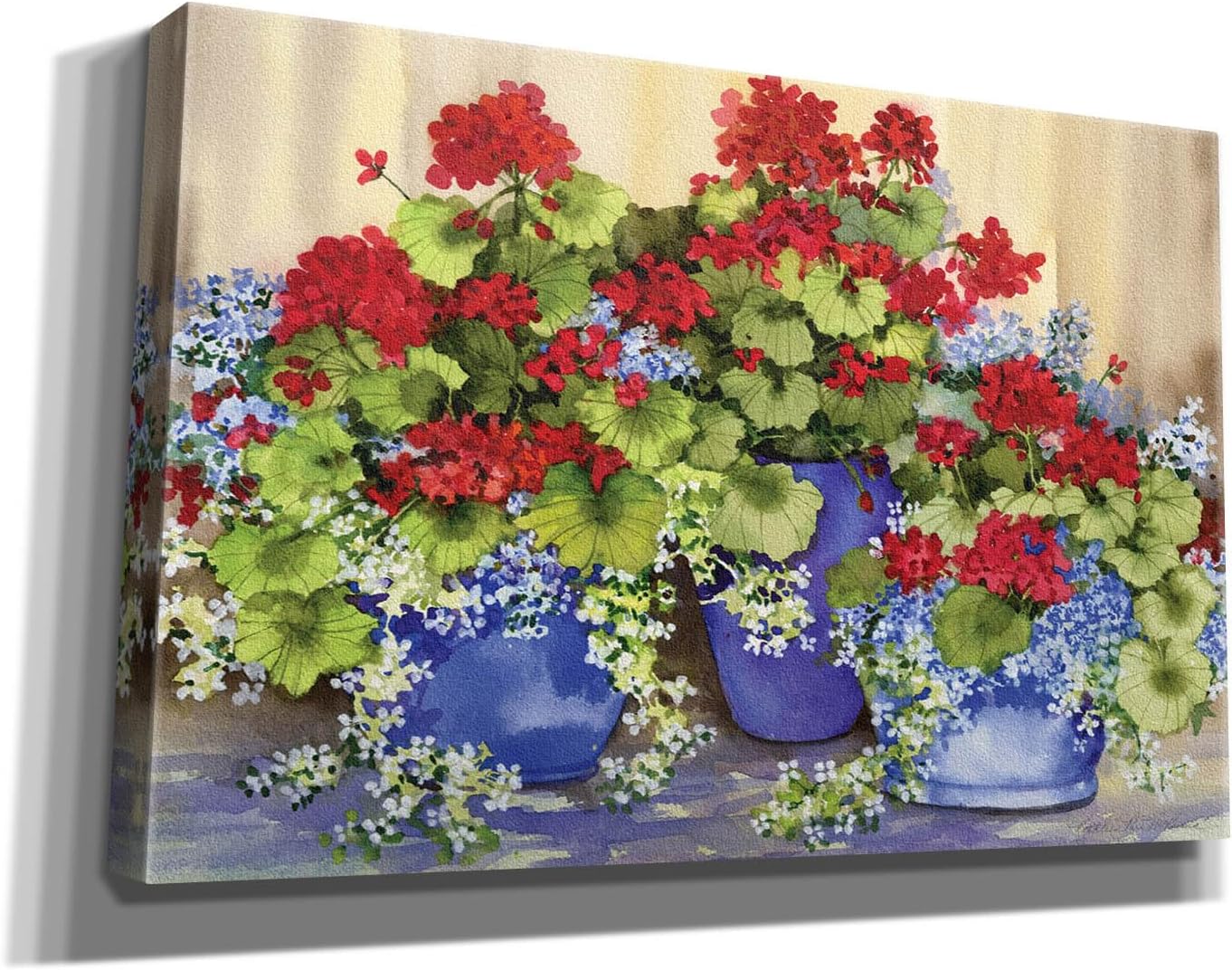 Epic Graffiti 'Red Geraniums With The Blues' by Kathleen Parr Canvas Wall Art, 40" x 26"