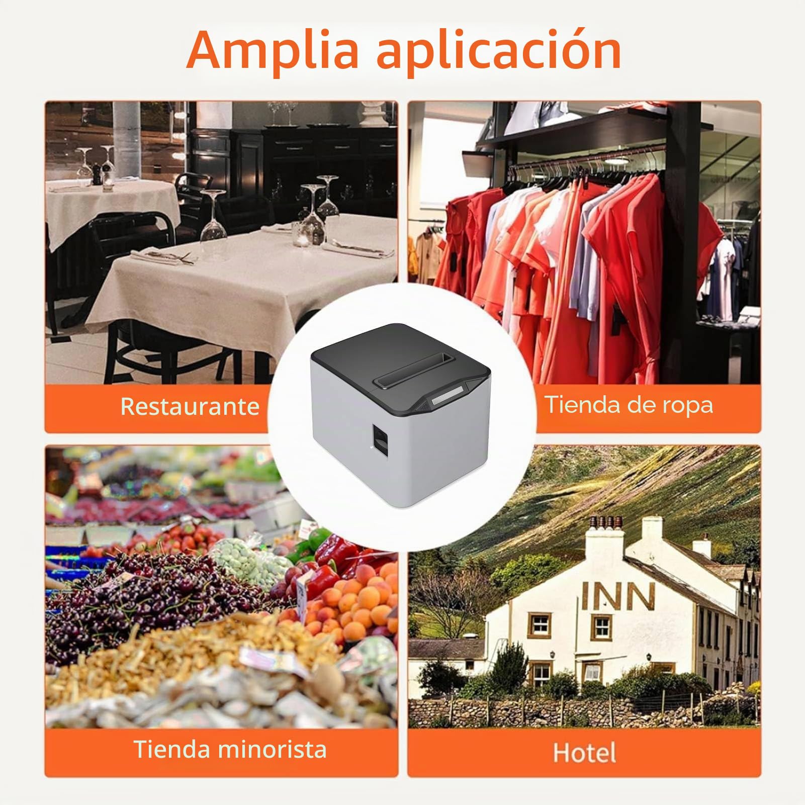 Bisofice Impresora de recibos de 80 mm, Impresora térmica de recibos con conexión USB+LAN, Impresora Ticket de caja compatible con Command ESC/POS para restaurantes, supermercados, comercio