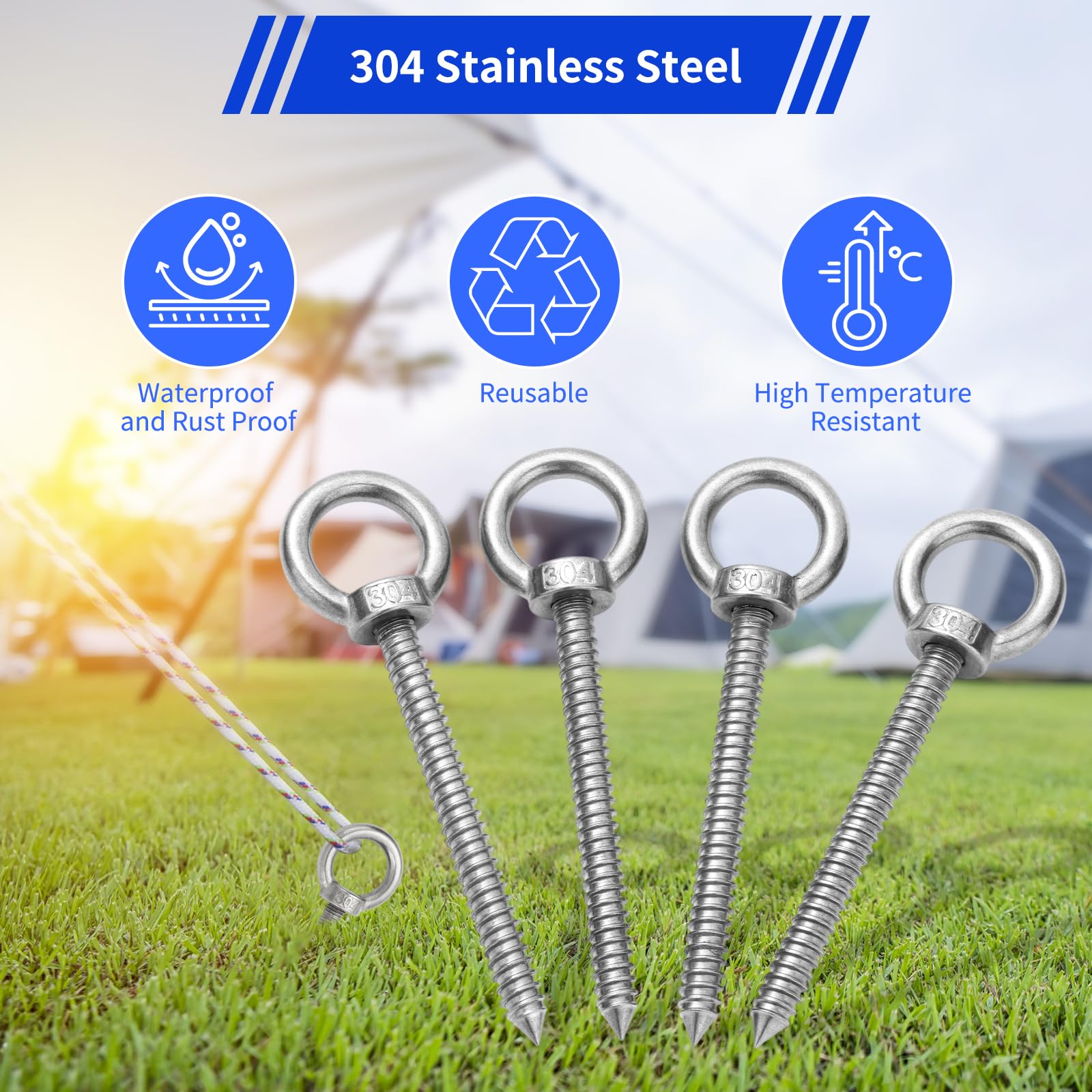 4 PCS Heavy Duty Eye Hooks, M10 Eye Bolts Screws, Eye Hooks Screw in Closed Loop Design - Image 4