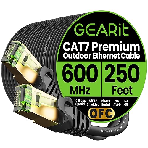 Miniatura 9 de GEARit Cable Ethernet Cat7 para exteriores (100 pies), par trenzado de lámina blindada SFTP, cobre puro, LLDPE, impermeable, entierro directo, en