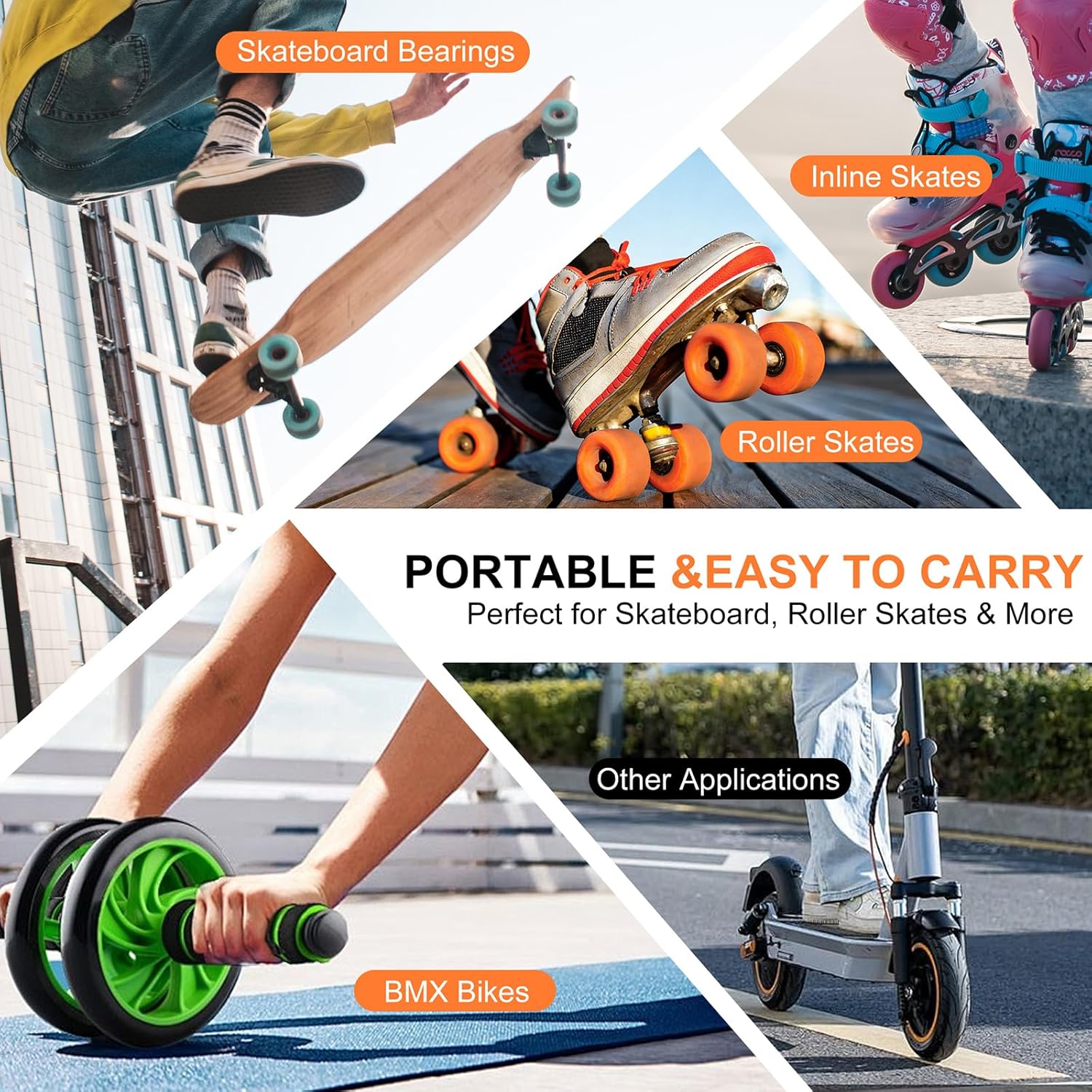 Skate Bearing Cleaning Kit – Portable Complete Bearing Maintenance System with Cleaning Bottle, 200ml Cleaner, 100ml Lubricant Oil, Bearing Press Puller & T Tool for Skateboard & Roller Skates