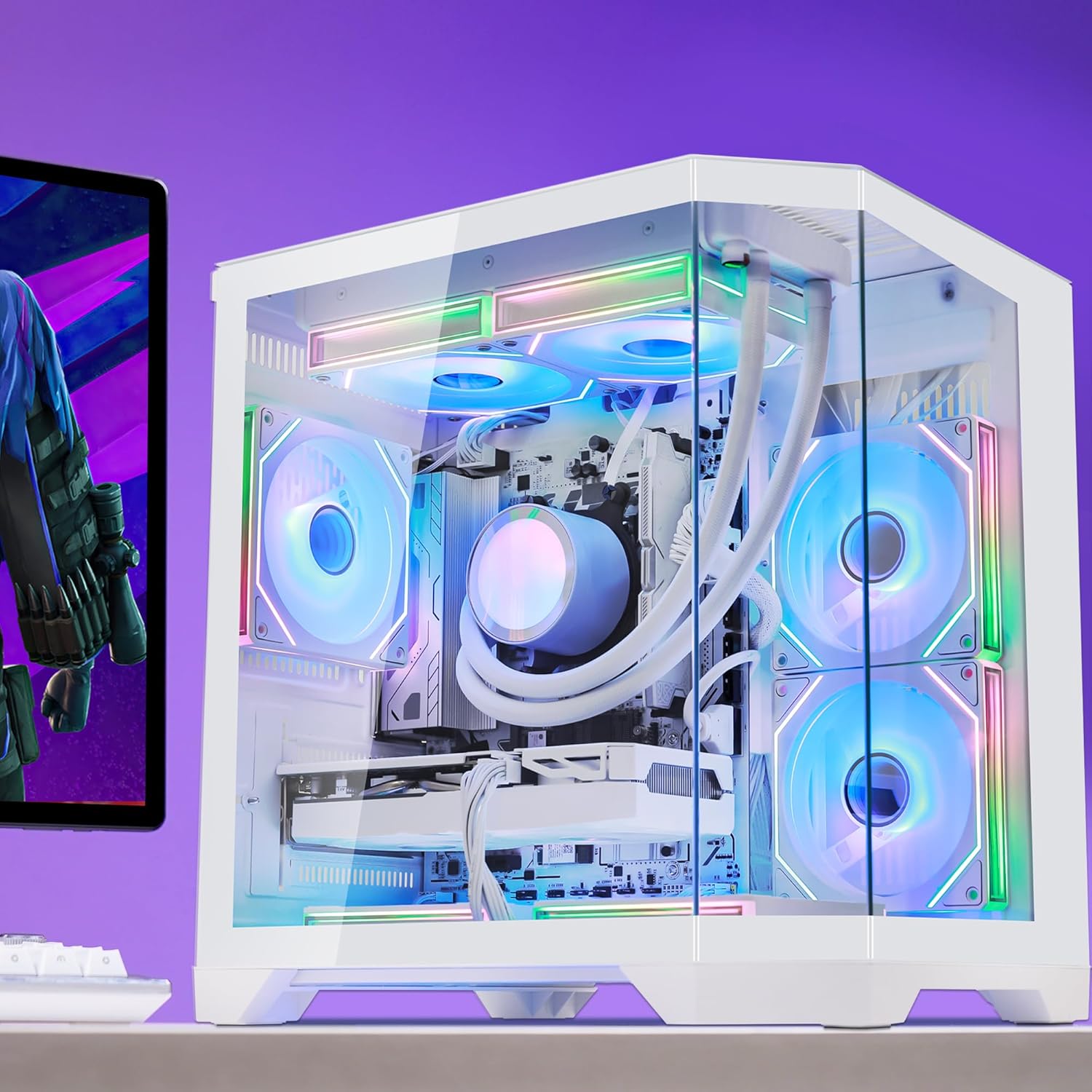 Ocean of Stars AI Ready Gaming PC Desktop -RTX 5070 12GB -AMD Ryzen 7 7800X3D 4.2GHz -32GB DDR5 6000MHz RAM -1TB PCIe +1TB SATA SSD -WiFi + BT -850W PSU -Win 11 -RGB Prebuilt PC Computer -White