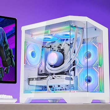 Ocean of Stars AI Gaming PC Desktop - AMD Ryzen 7 9700X 8-Core 3.8 GHz- RTX 5060 8GB -32GB DDR5 RAM- 1TB PCIe SSD- 850W PSU- WiFi + BT - Windows 11- RGB Lights with Software Control - White
