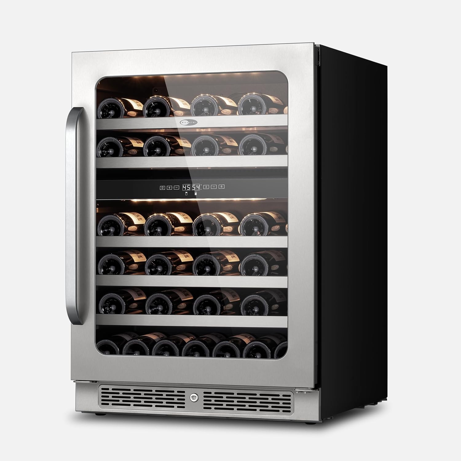 Whynter BSR-046DW 24 inch Built-ln 46 Bottle Undercounter Stainless Steel Wine Fridge with Reversible Door, Digital Control, Lock, and Carbon Filter