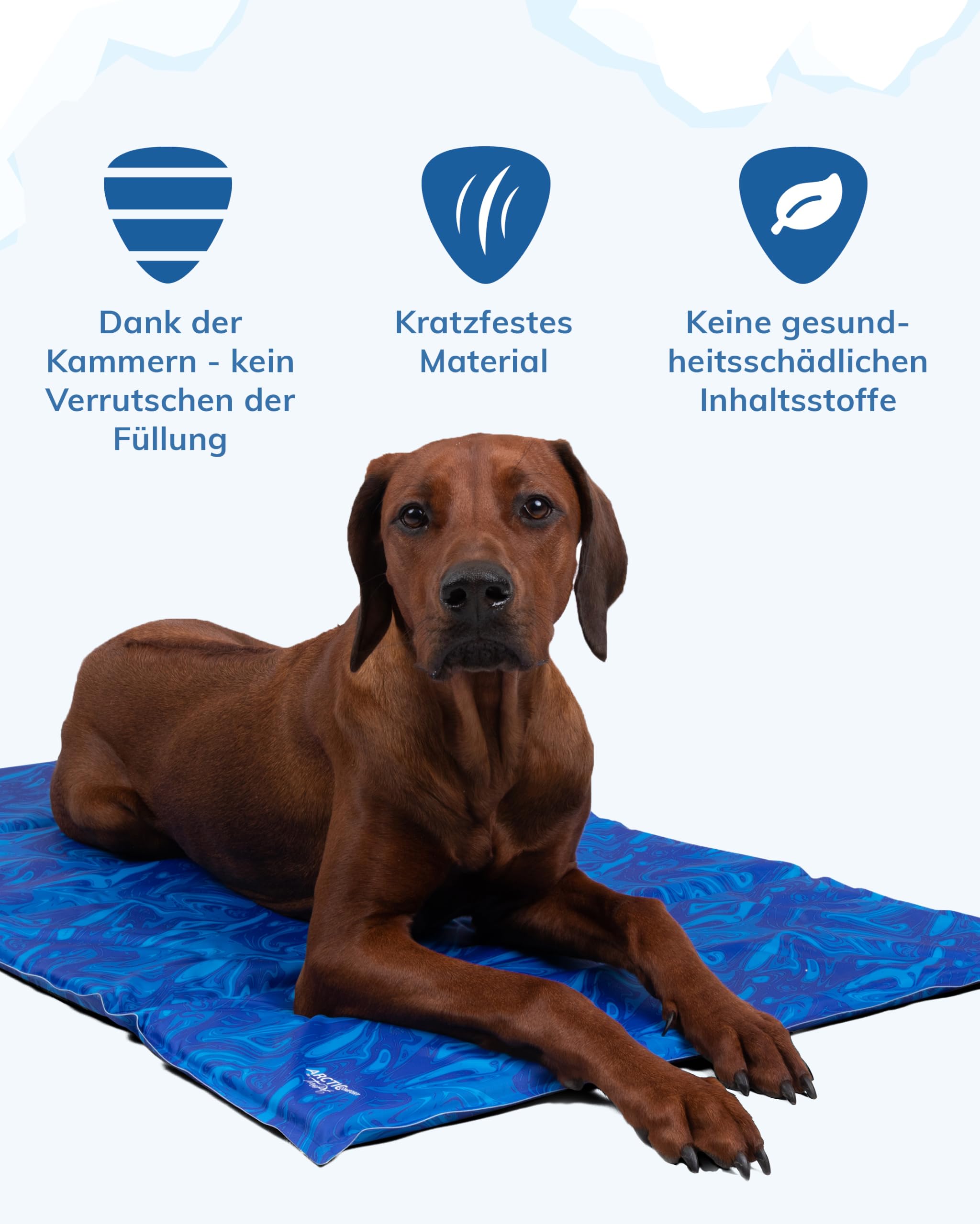 TrendPet Arctic Comfort - 20mm Premium Kühlmatte für Hunde, Hundekühlmatte, selbstkühlende Matte für Haustiere, 5 Größen, Extra dick (90x65cm)