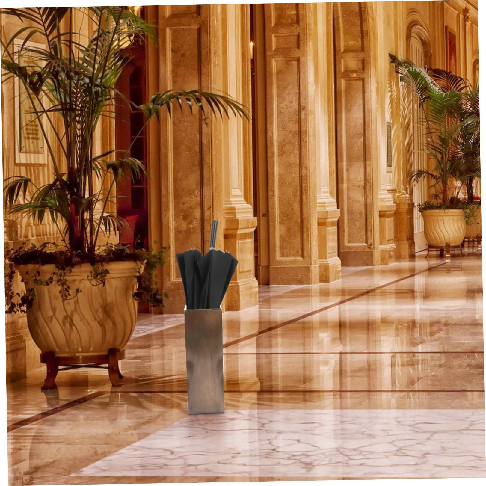 Umbrella Stand For Entryway, Floor Umbrella Holder in Legno Massello, 17,5x17,5x50 Cm, Organizer Salvaspazio per Ingresso Casa e Hotel