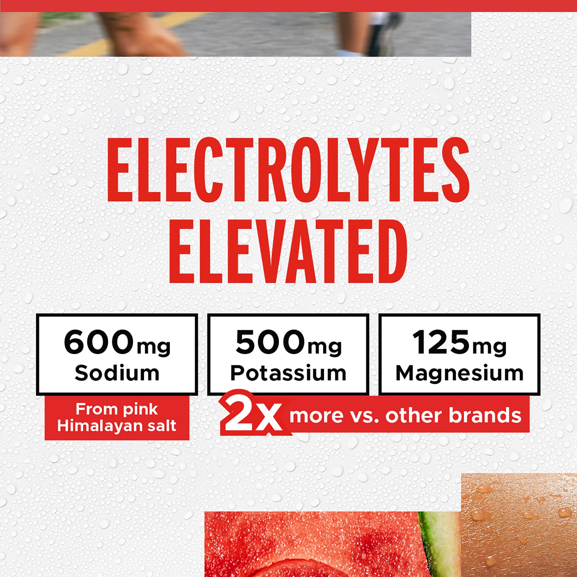 LIFEAID FITAID Hydrate Clean Electrolyte Mix, Zero Sugar, Balanced Electrolyte Ratios: 600mg Sodium, 500mg Potassium, 125mg Magnesium, Watermelon Wave, for Exercise & Active Hydration, 30 Sticks