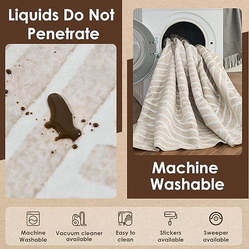 Miniatura 5 de INGEROOM Alfombra de área de 8 x 10 pies, lavable, estilo bohemio, antideslizante, no desprende pelusa, alfombra vintage de lana sintética, 8 x 10