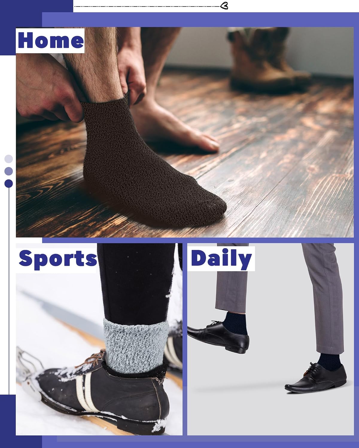 Taiyin 50 Pairs Mens Fuzzy Socks Bulk Cozy Fluffy Slipper Socks Winter Warm Soft Plush Microfiber Christmas Gifts - Image 2